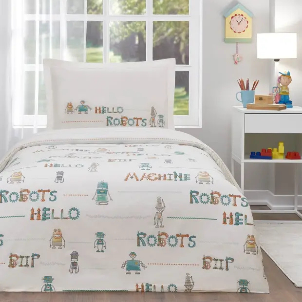 Özdilek Ranforce Tek Kişilik Nevresim Takımı Hello Robots Mavi
