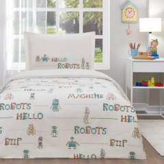 Özdilek Ranforce Tek Kişilik Nevresim Takımı Hello Robots Mavi