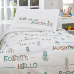 Özdilek Ranforce Tek Kişilik Nevresim Takımı Hello Robots Mavi