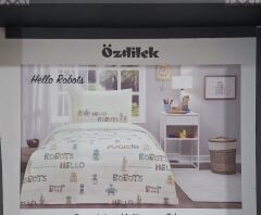 Özdilek Ranforce Tek Kişilik Nevresim Takımı Hello Robots Mavi