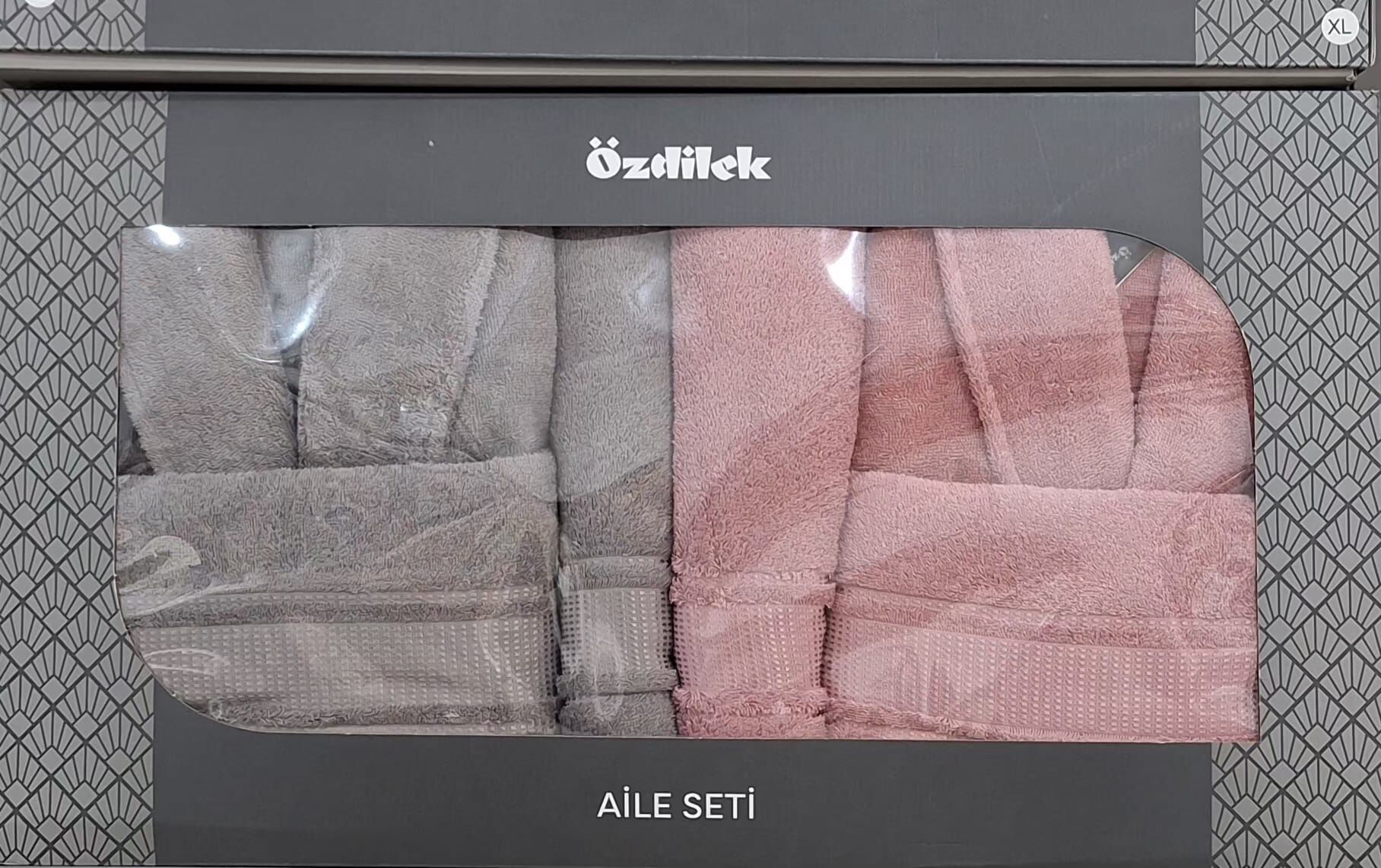 Özdilek Colourist Aile Bornoz Seti Gümüş-Pembe L/XL Beden