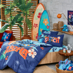 Taç Lisanslı Tek Kişilik Nevresim Takımı Stitch Aloha