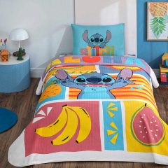 Taç Lisanslı Tek Kişilik Pike Takımı Lilo Stitch Fruit