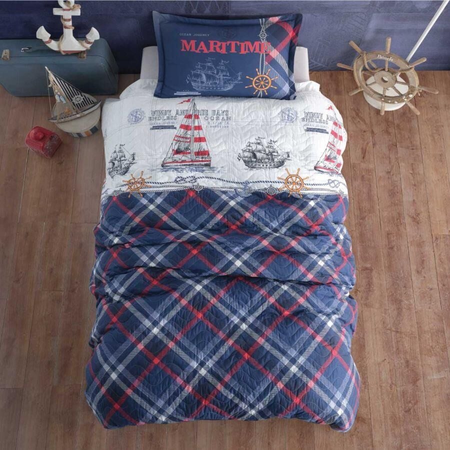 Clasy Ranforce Tek Kişilik Dört Mevsim Set Maritime Lacivert