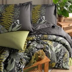 Clasy Ranforce Çift Kişilik Nevresim Takımı Botanica Yeşil