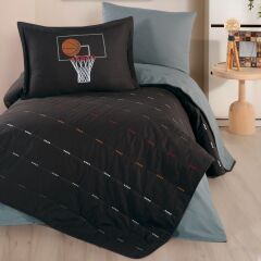 Clasy Ranforce Tek Kişilik Nakışlı Yatak Örtüsü Seti Cool Vibe Hoop V2 Antrasit