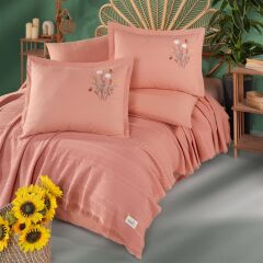 Clasy Butik Pike Takımı Çift Kişilik Matiana V1 Somon