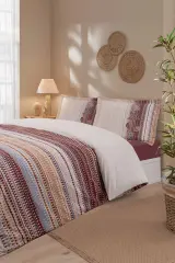 Özdilek Çift Kişilik Ranforce Nevresim Takımı Reef Stripe Bordo