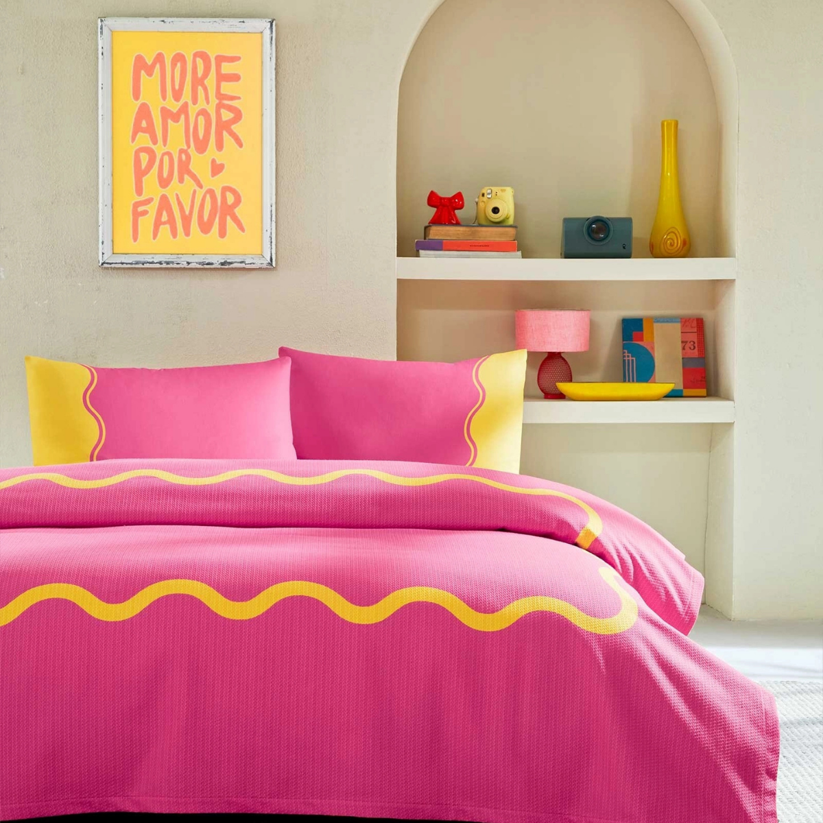 Özdilek Tek Kişilik Ranforce Pike Takımı Neon Wave Pembe