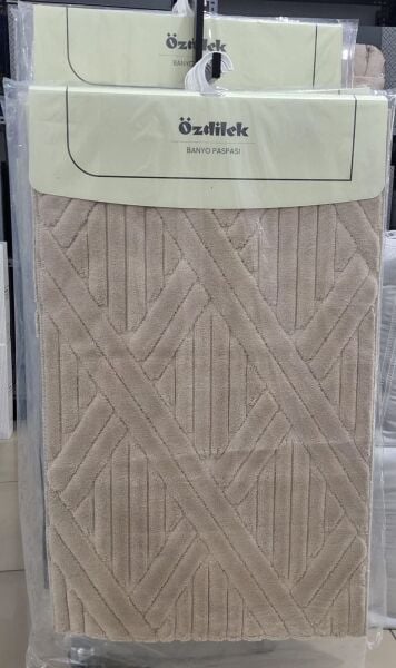 Özdilek 2'li Banyo Paspası - Klozet Takımı Pamuk Tessa Bej