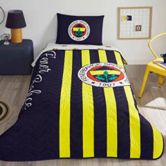 Taç Lisanslı Fenerbahçe Çubuklu Tek Kişilik Yatak Örtüsü