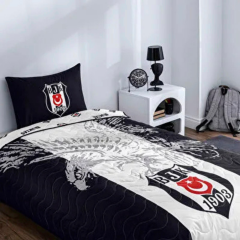 Taç Lisanslı Beşiktaş Kartal Tek Kişilik Yatak Örtüsü Takımı