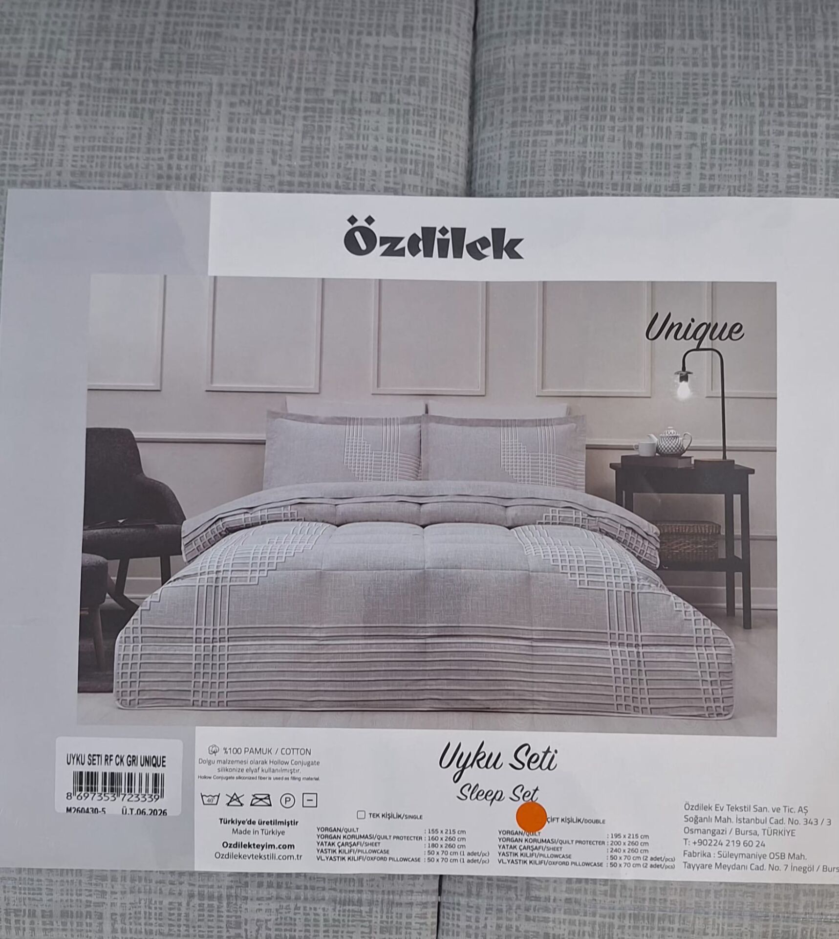 Özdilek Ranforce Çift Kişilik Uyku Seti Unique Gri