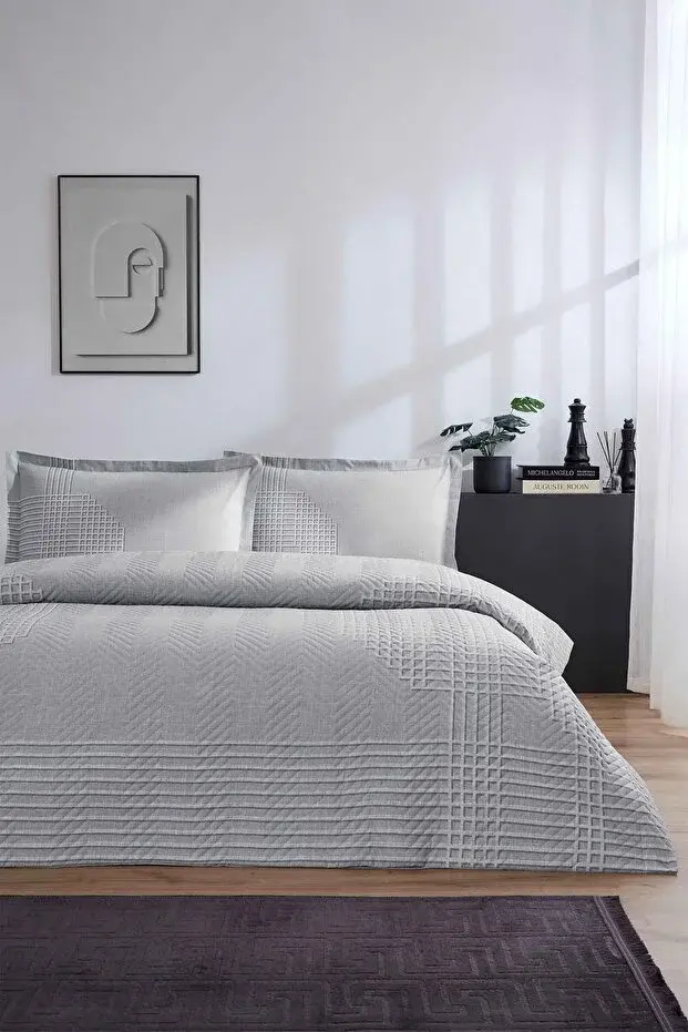 Özdilek Unique Gri Tek Kişilik Kapitone Nevresim Takımı Dört Mevsim Set